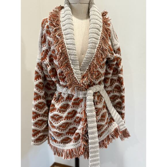 NWT Alanui Hawa Mahal Women's S Patterned intarsia cardigan cream Italy Sweater - Picture 1 of 10